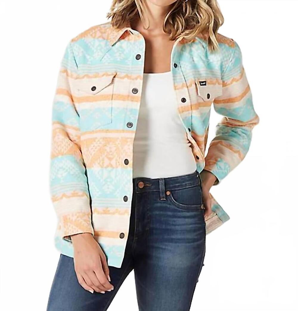 NEW WRANGLER southwestern print shacket in sunset blues